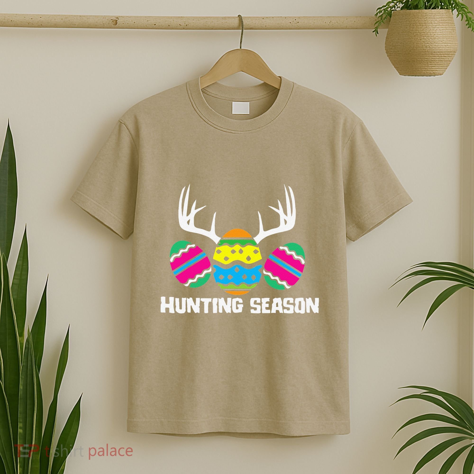 Hunting Eggs Easter Season Deer Antlers Hunter Fun Egg Hunt T-Shirt