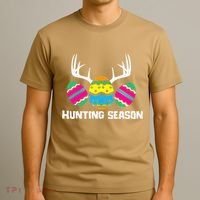 Hunting Eggs Easter Season Deer Antlers Hunter Fun Egg Hunt T-Shirt thumb 3