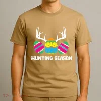 Hunting Eggs Easter Season Deer Antlers Hunter Fun Egg Hunt T-Shirt thumb 3