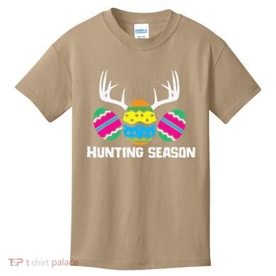 Hunting Eggs Easter Season Deer Antlers Hunter Fun Egg Hunt Kids T-Shirt