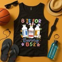 Happy Easter Funny Psych Nurse B is for B52 Not Bunny Tank Top thumb 4