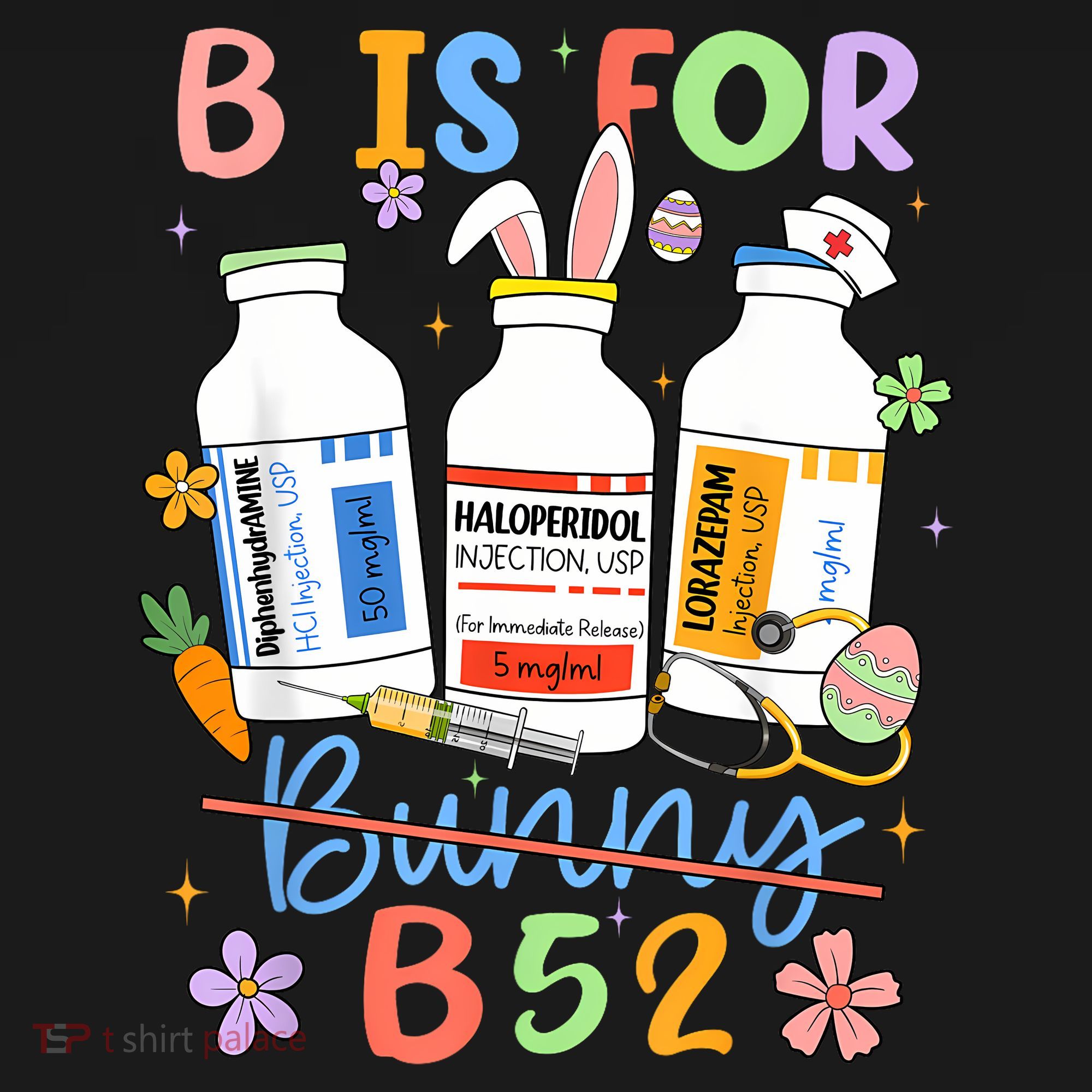 Happy Easter Funny Psych Nurse B is for B52 Not Bunny Tote Bag