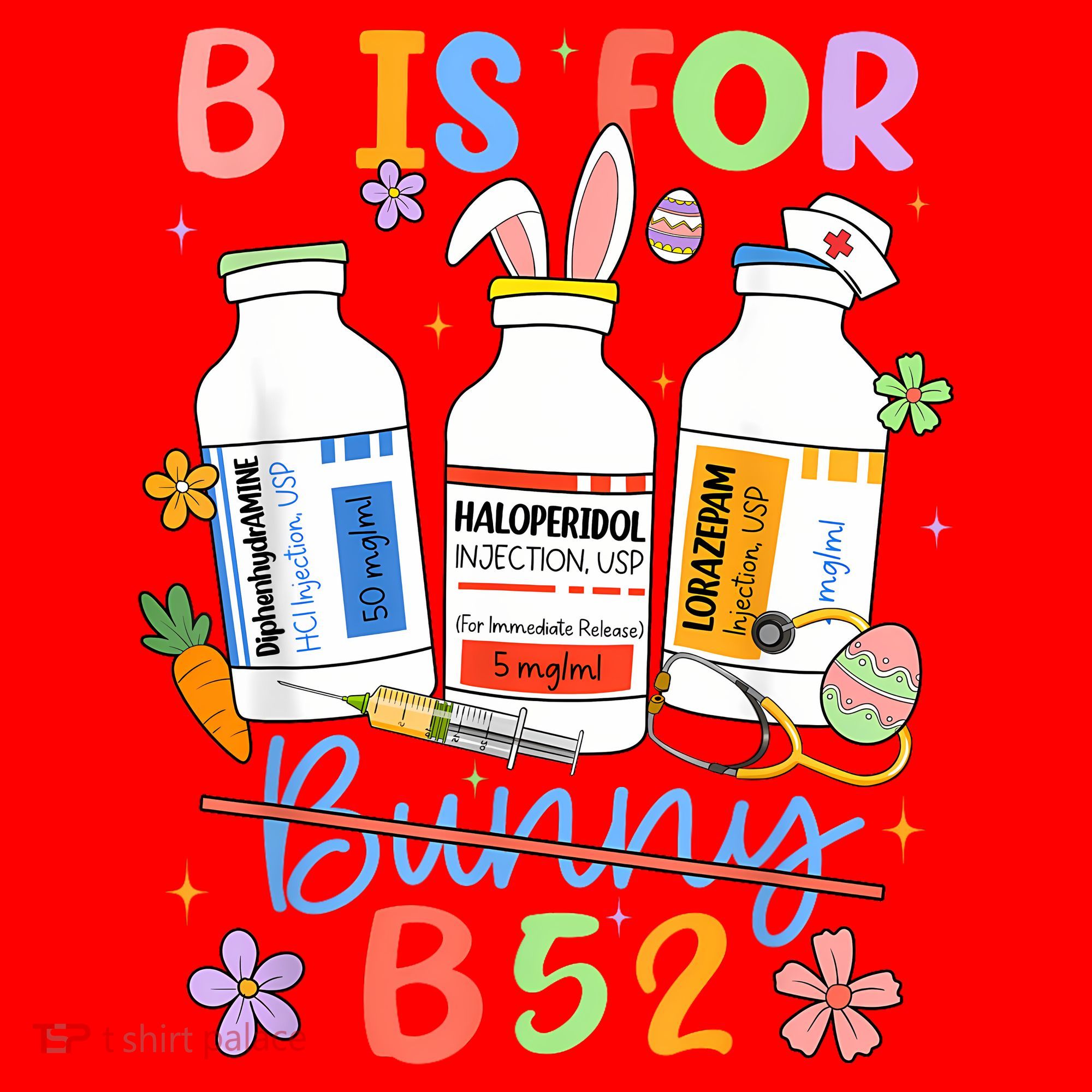 Happy Easter Funny Psych Nurse B is for B52 Not Bunny Santa Hat