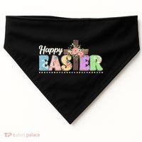 Happy Easter Flower Floral Cross USA-Made Doggie Bandana thumb 0