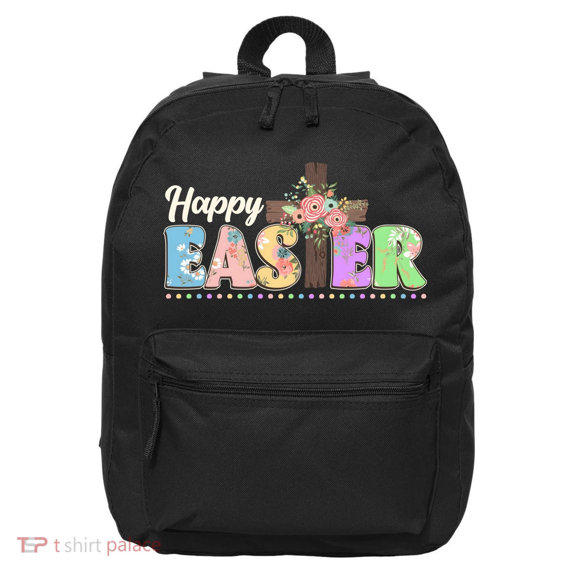 Happy Easter Flower Floral Cross 16 in Basic Backpack