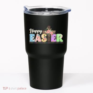 Happy Easter Flower Floral Cross Tumbler