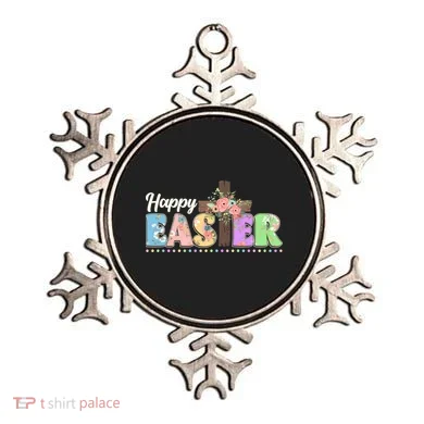 Happy Easter Flower Floral Cross Ornament