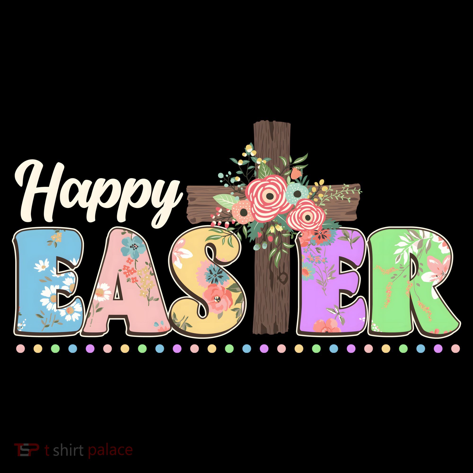 Happy Easter Flower Floral Cross Ornament