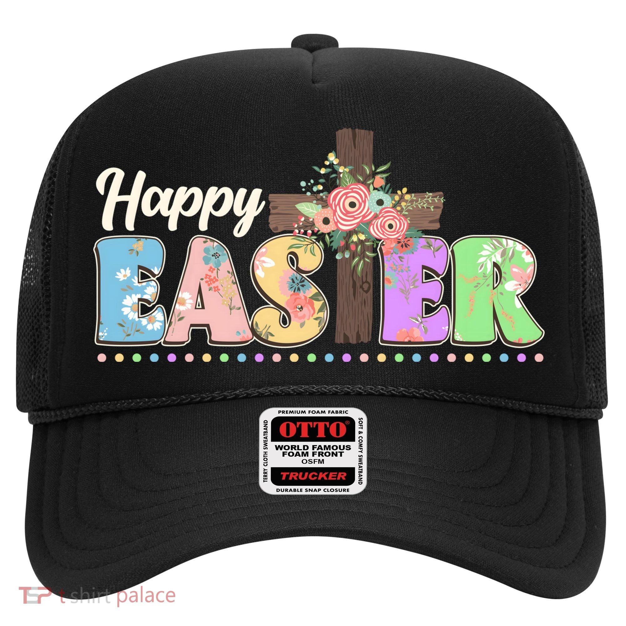 Happy Easter Flower Floral Cross Hat