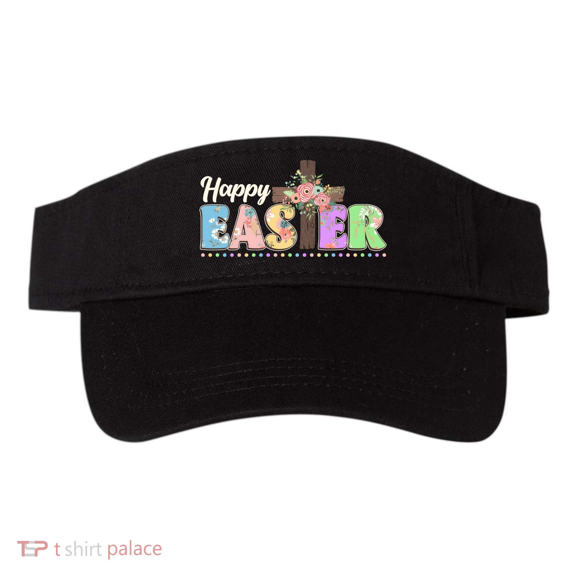 Happy Easter Flower Floral Cross Visor