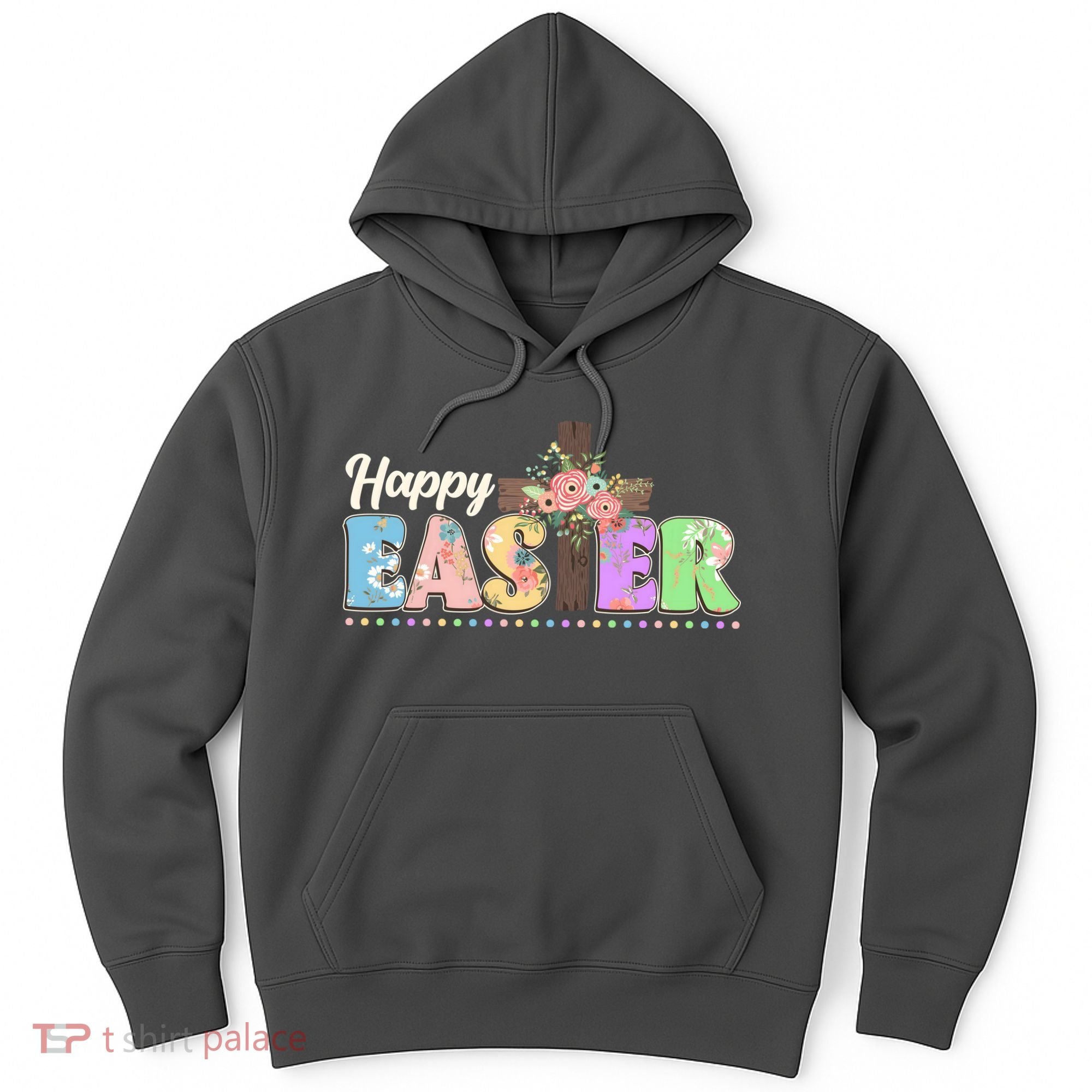 Happy Easter Flower Floral Cross Hoodie