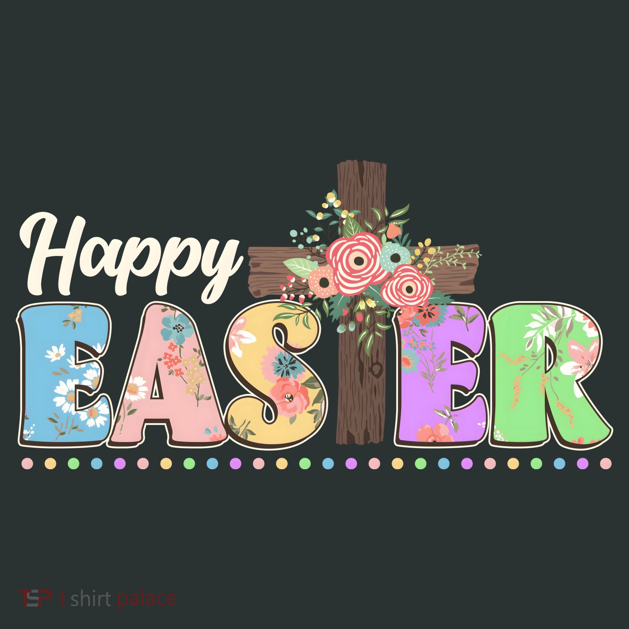 Happy Easter Flower Floral Cross Hoodie