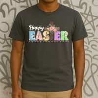 Happy Easter Flower Floral Cross T-Shirt thumb 3