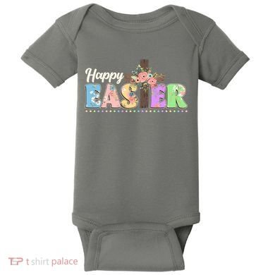Happy Easter Flower Floral Cross Baby Bodysuit