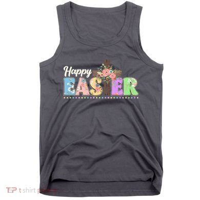 Happy Easter Flower Floral Cross Tank Top