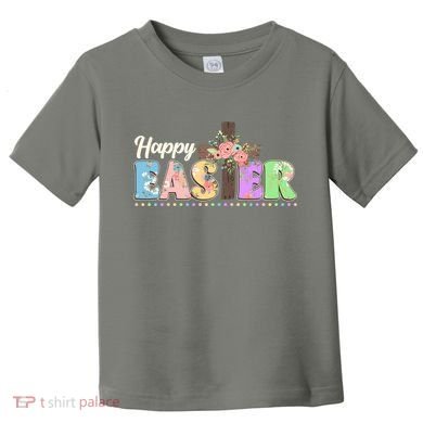 Happy Easter Flower Floral Cross Toddler T-Shirt