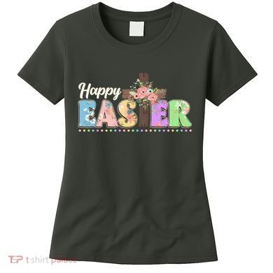 Happy Easter Flower Floral Cross Women's T-Shirt