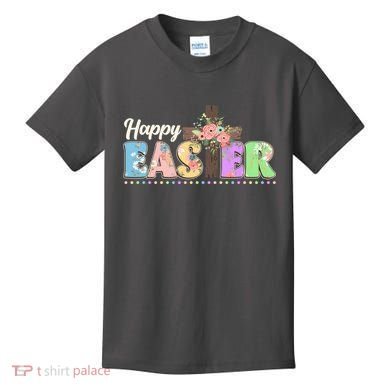 Happy Easter Flower Floral Cross Kids T-Shirt