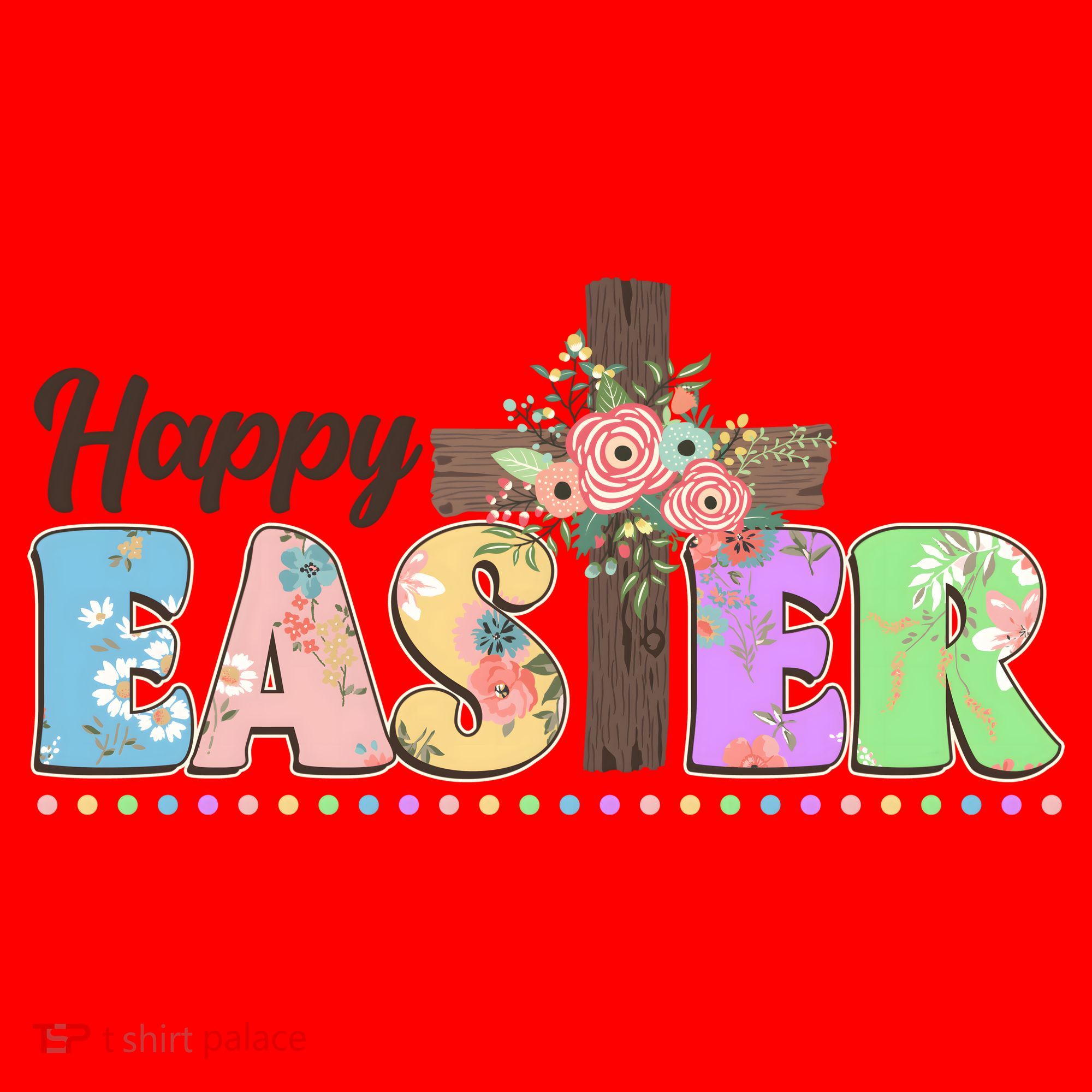 Happy Easter Flower Floral Cross Santa Hat