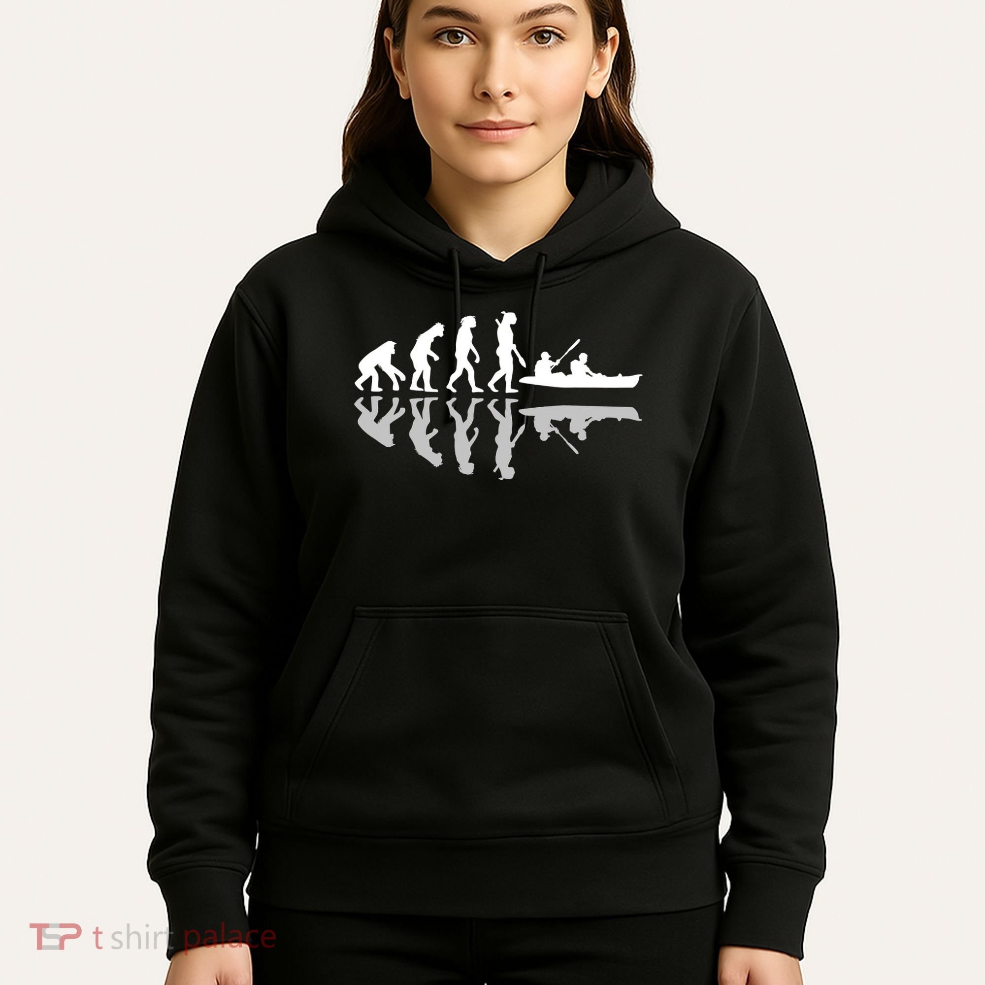 Human Evolution Funny Canoeing Humor River Adventure Hoodie