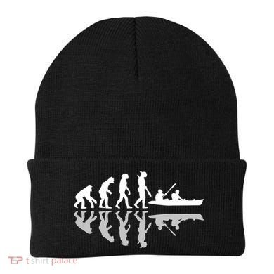 Human Evolution Funny Canoeing Humor River Adventure Beanie
