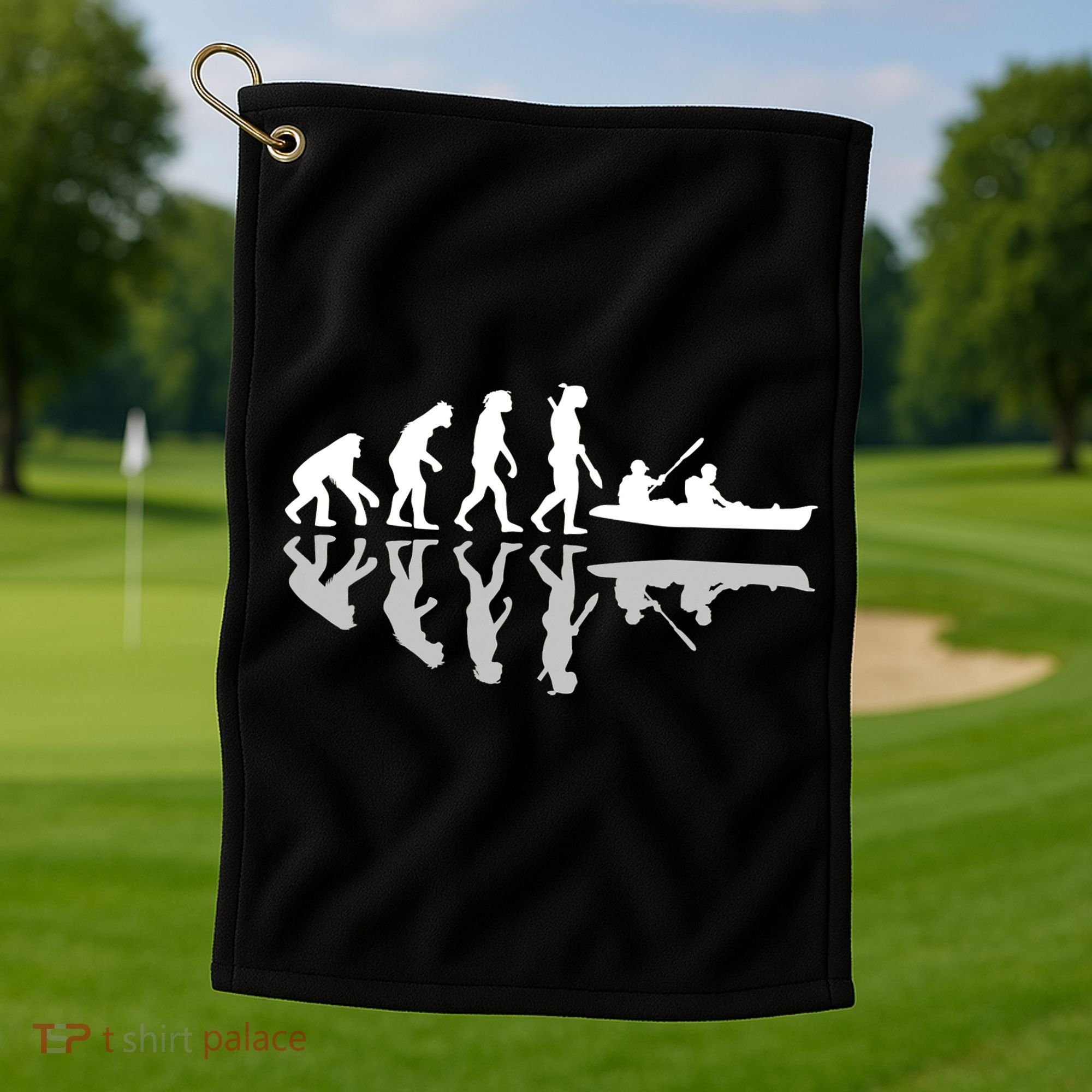Human Evolution Funny Canoeing Humor River Adventure Golf Towel