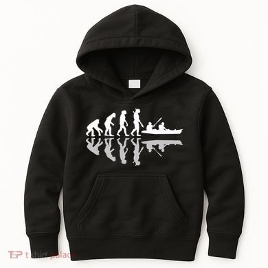 Human Evolution Funny Canoeing Humor River Adventure Kids Hoodie