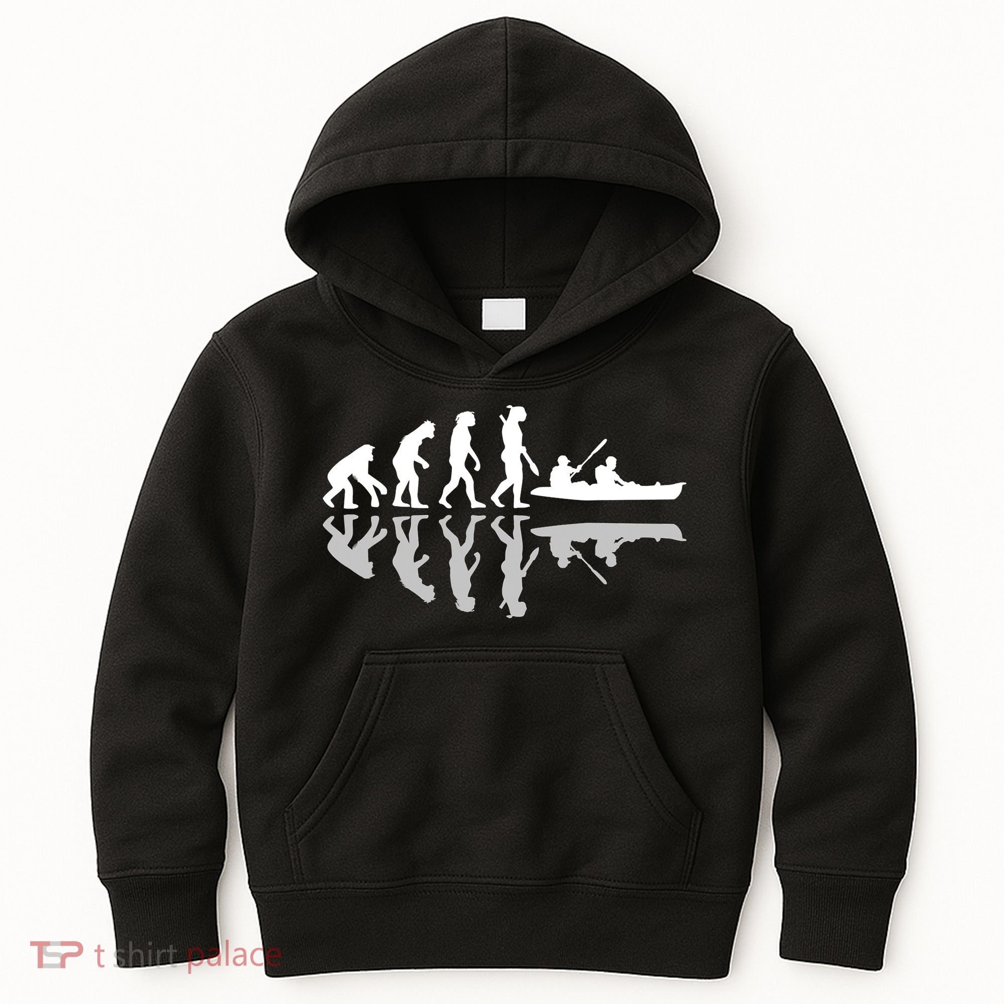 Human Evolution Funny Canoeing Humor River Adventure Kids Hoodie