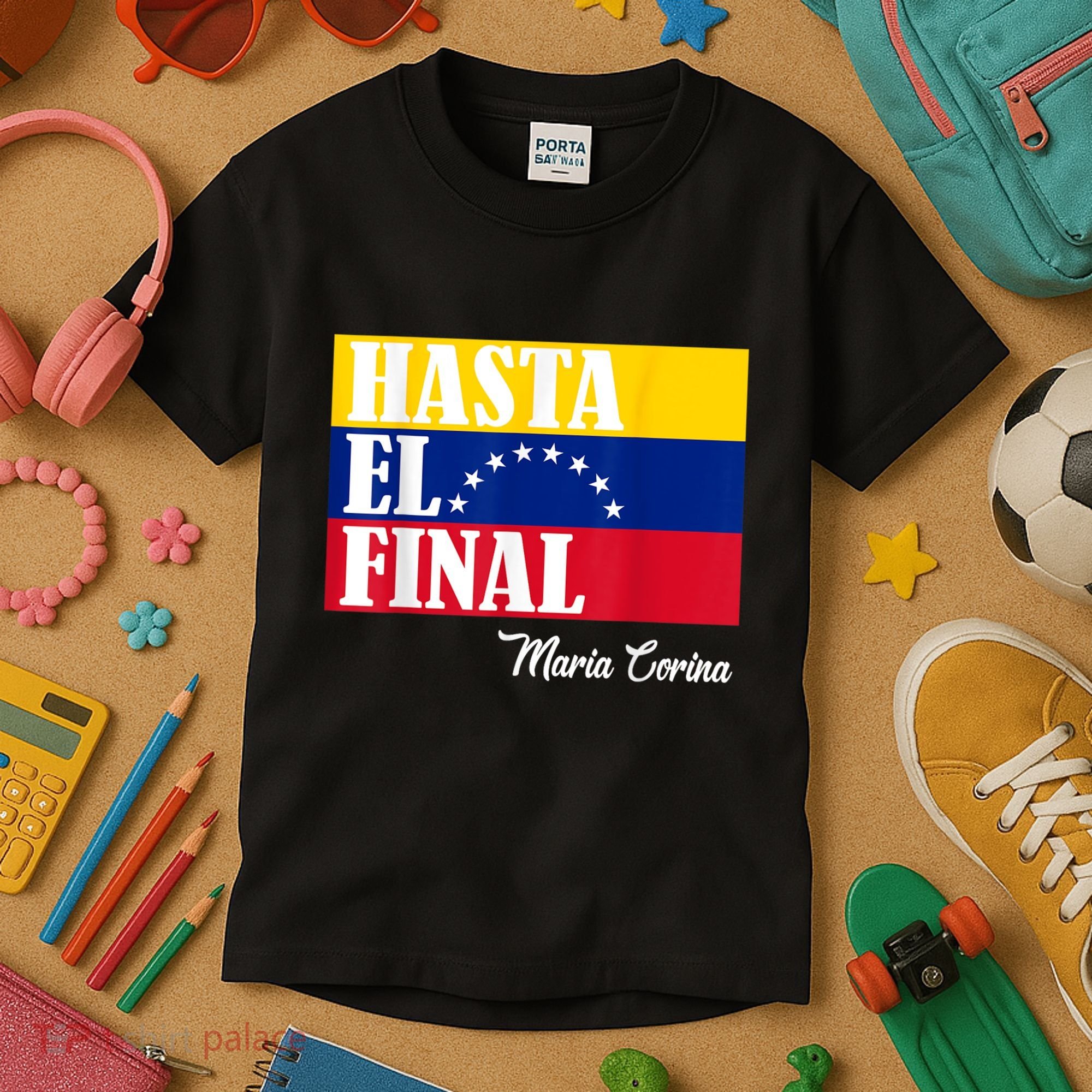 Hasta El Final Maria Corina Venezuela Libre Flag Kids T-Shirt