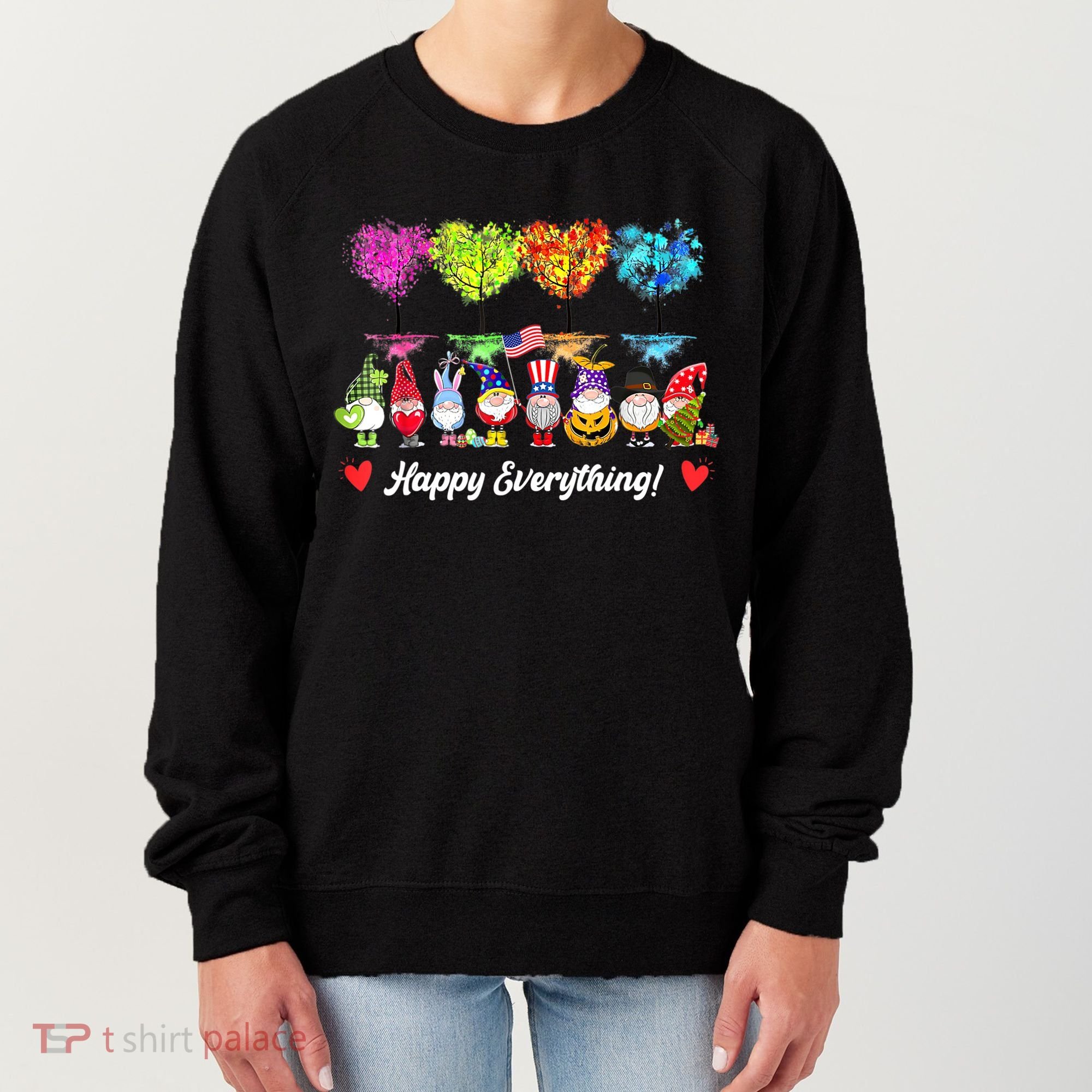 Happy Everything Gnomes Every Seasons All Year Tree Women's Sweatshirt