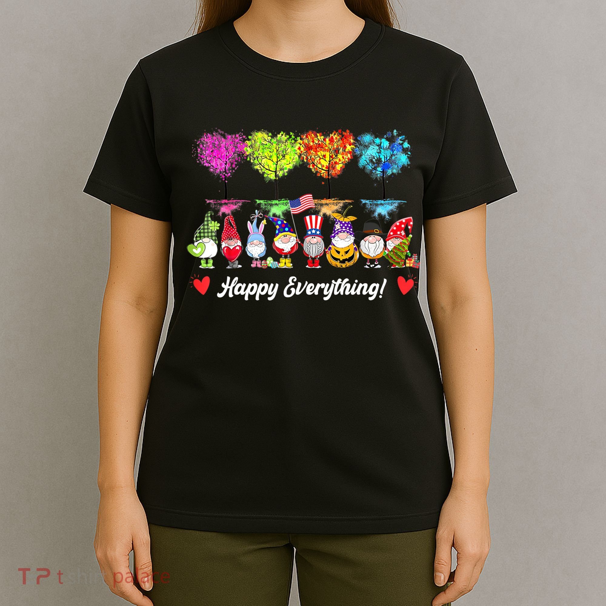 Happy Everything Gnomes Every Seasons All Year Tree T-Shirt