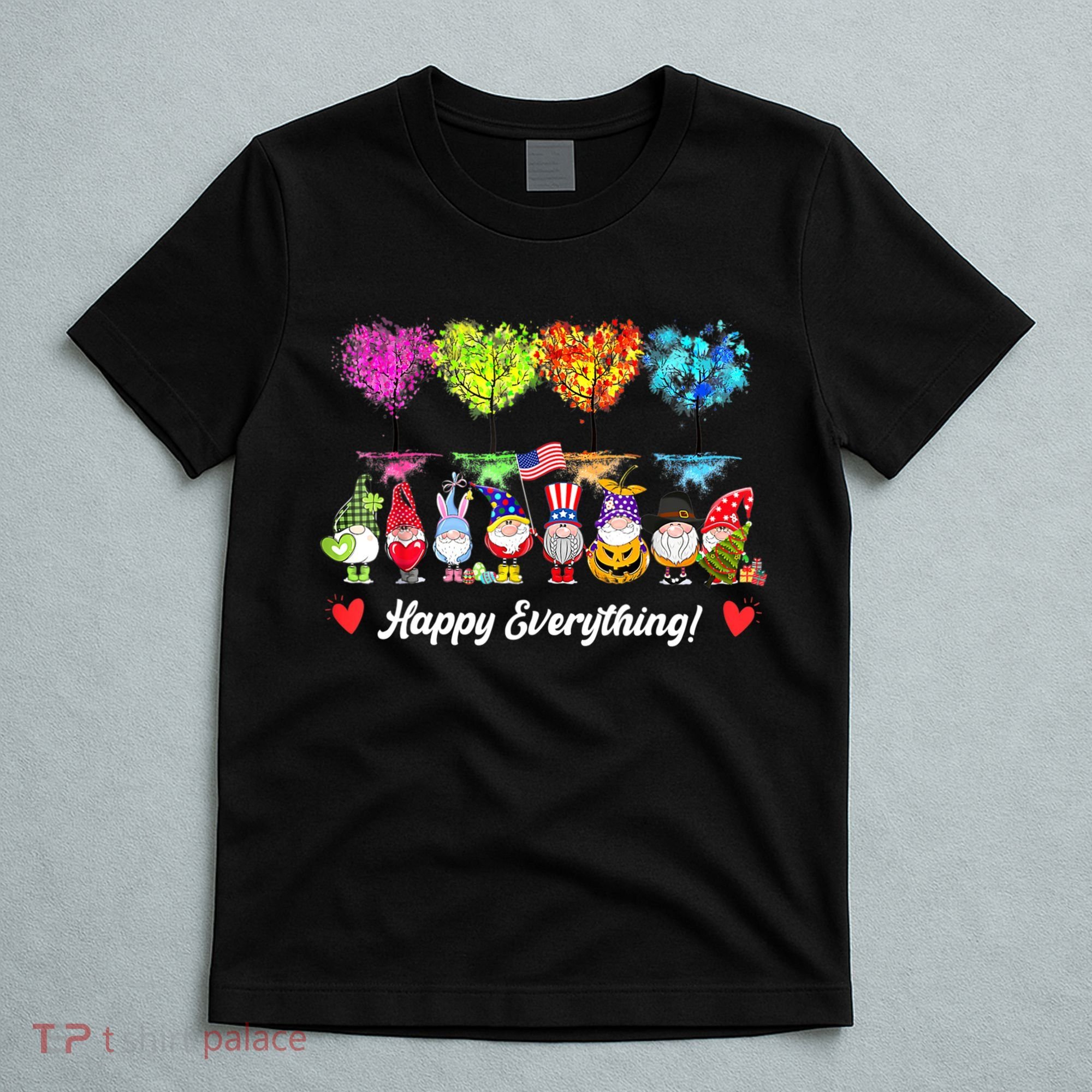 Happy Everything Gnomes Every Seasons All Year Tree T-Shirt