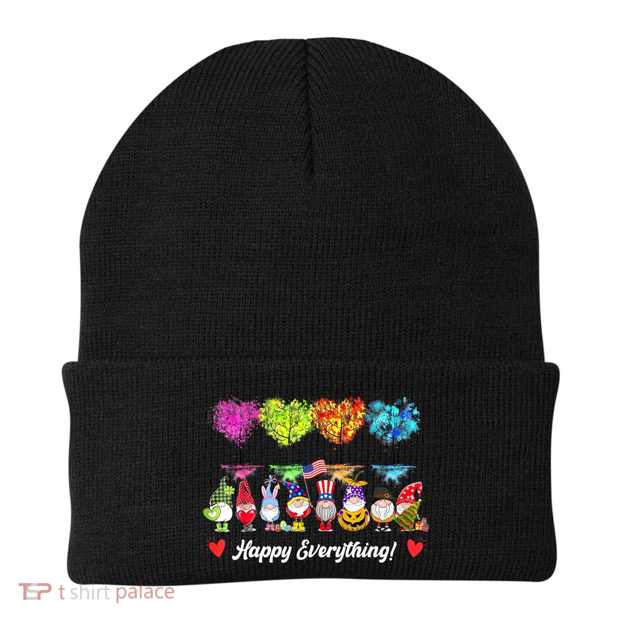 Happy Everything Gnomes Every Seasons All Year Tree Beanie