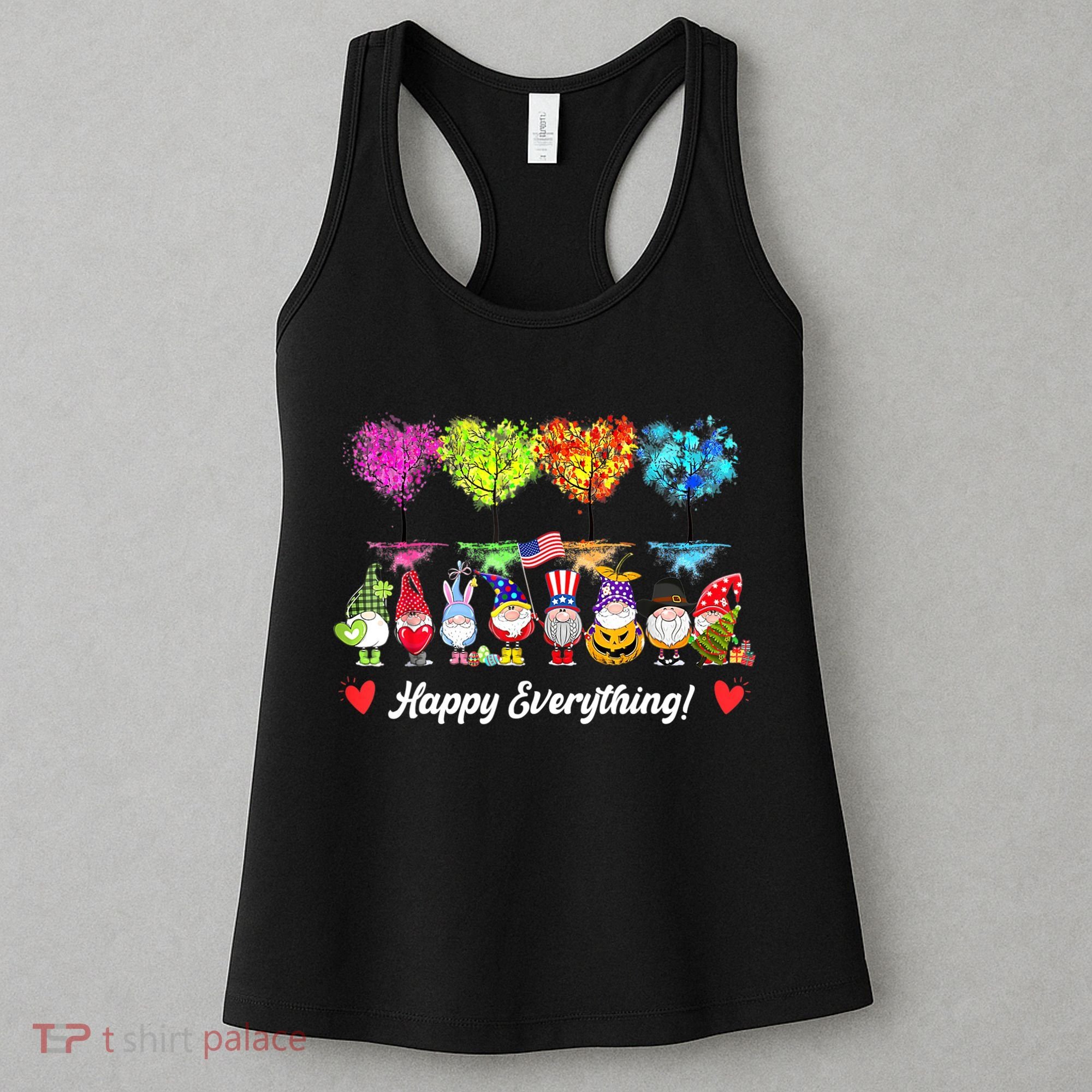 Happy Everything Gnomes Every Seasons All Year Tree Women's Tank Top