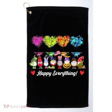 Happy Everything Gnomes Every Seasons All Year Tree Golf Towel