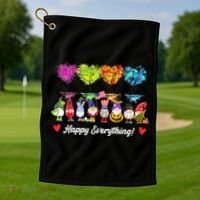 Happy Everything Gnomes Every Seasons All Year Tree Golf Towel thumb 1