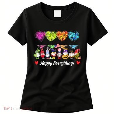 Happy Everything Gnomes Every Seasons All Year Tree Women's T-Shirt
