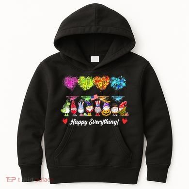 Happy Everything Gnomes Every Seasons All Year Tree Kids Hoodie