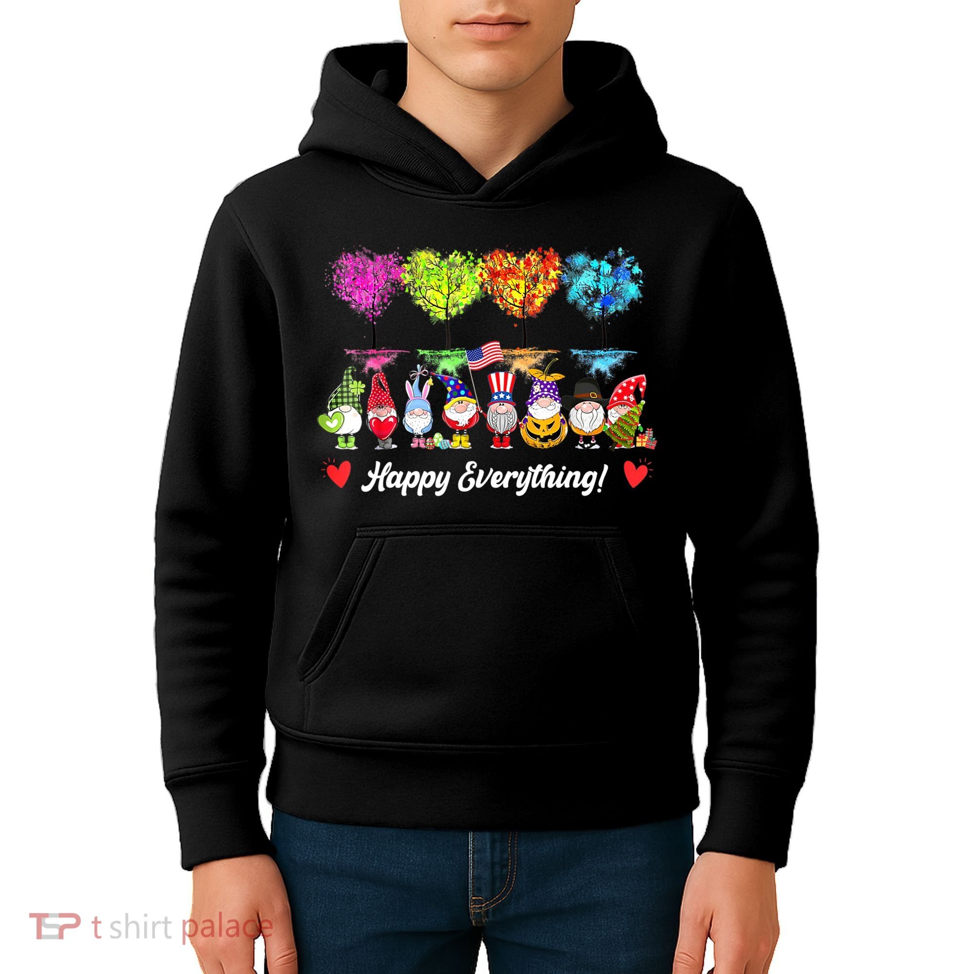 Happy Everything Gnomes Every Seasons All Year Tree Kids Hoodie