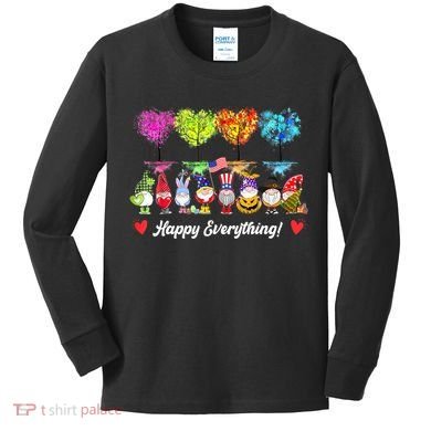 Happy Everything Gnomes Every Seasons All Year Tree Kids Long Sleeve Shirt