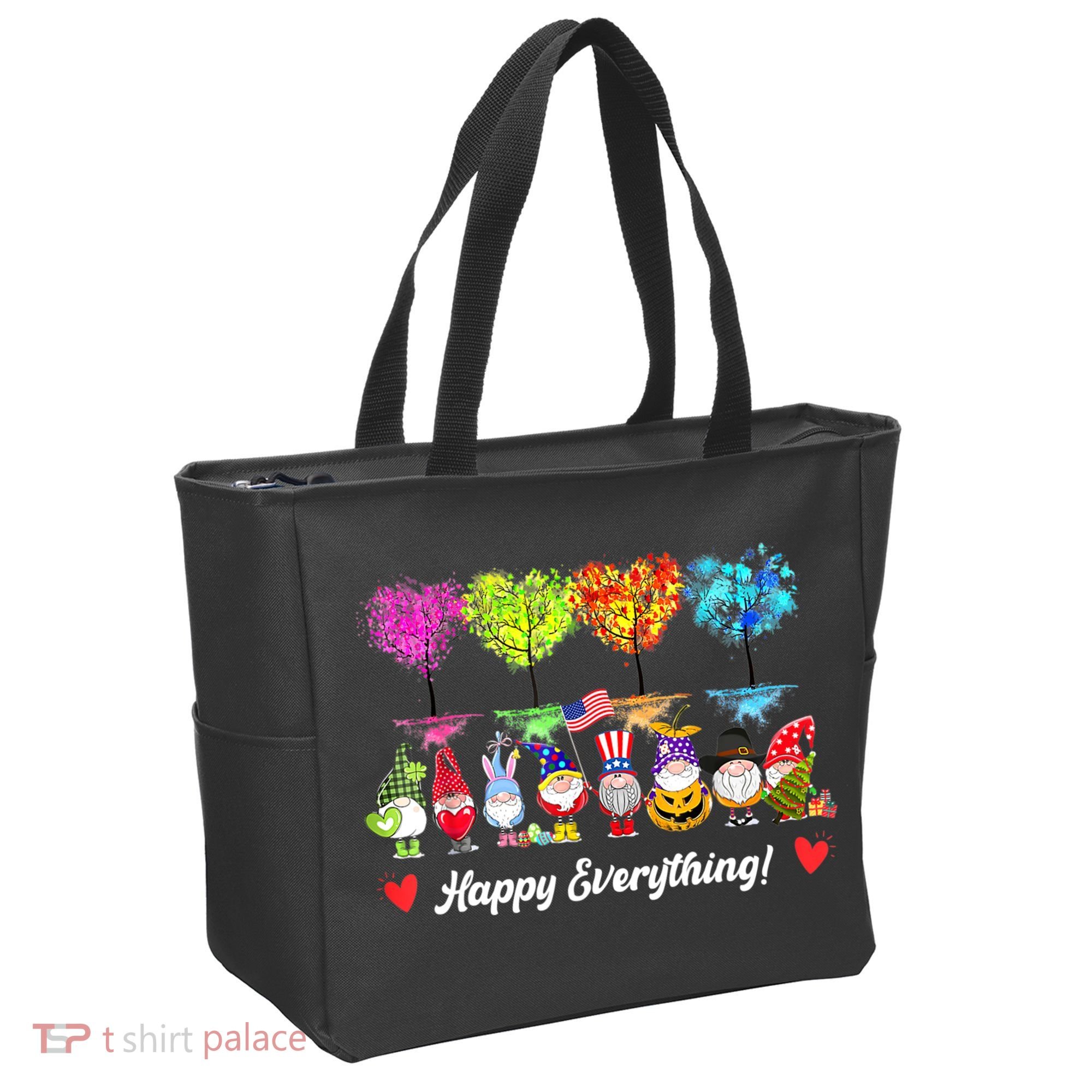 Happy Everything Gnomes Every Seasons All Year Tree Tote Bag