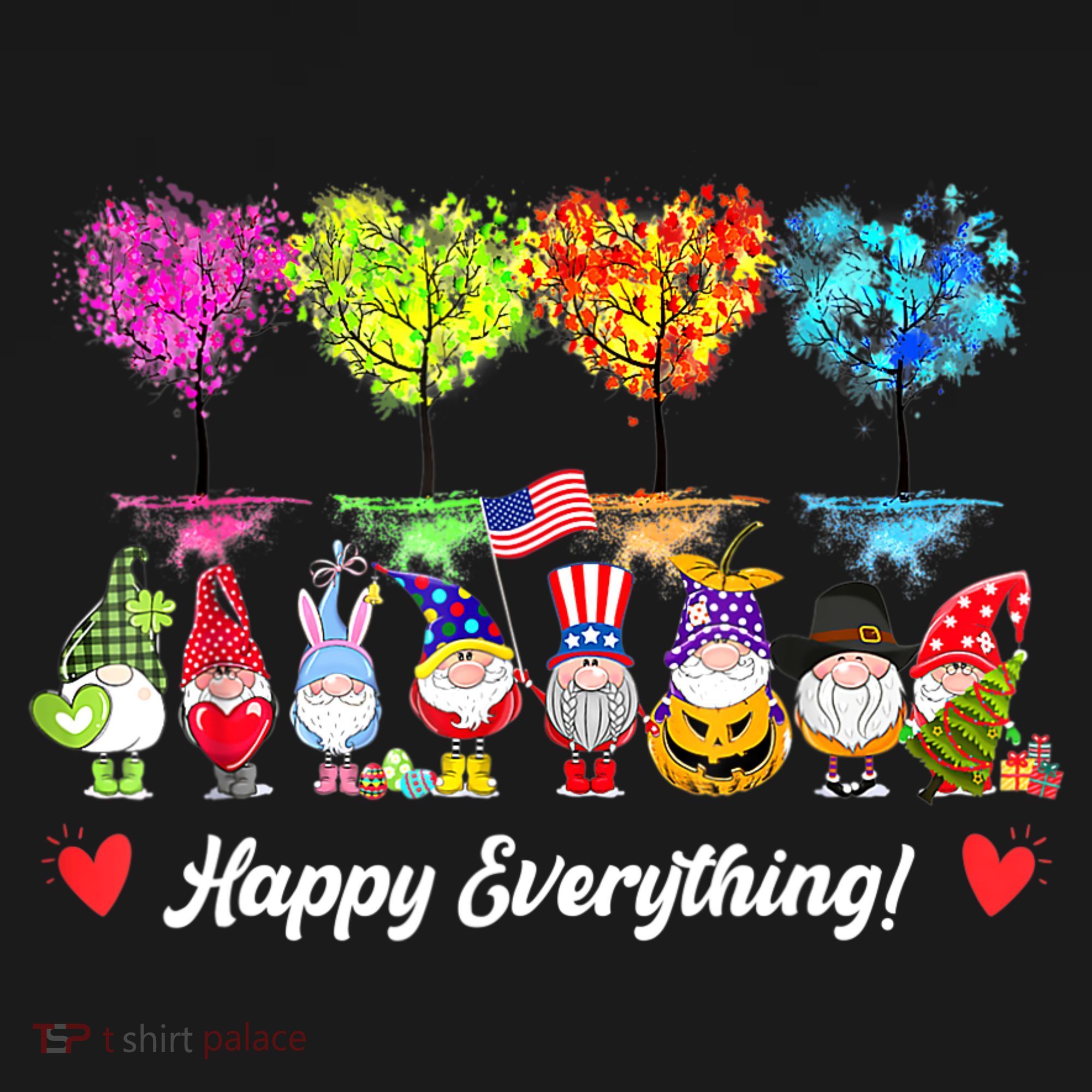Happy Everything Gnomes Every Seasons All Year Tree Tote Bag