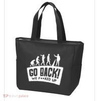 Human Evolution Go Back We F*Cked Up Tote Bag thumb 3