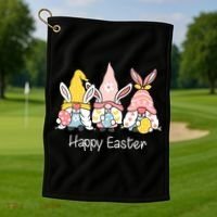 Happy Easter Gnome Holiday Cute Gift Golf Towel thumb 1