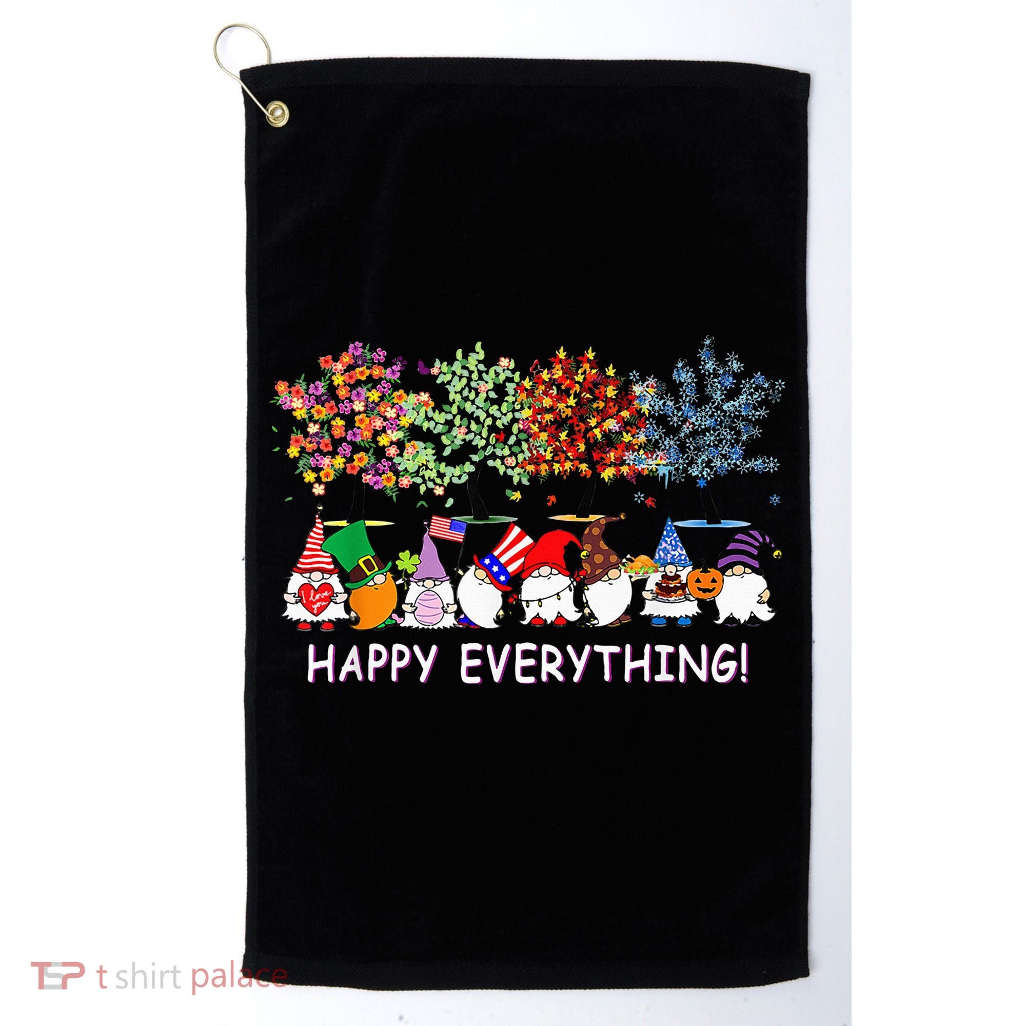 Happy Everything Gnomies Gnomes Holidays Christmas Xmas Golf Towel