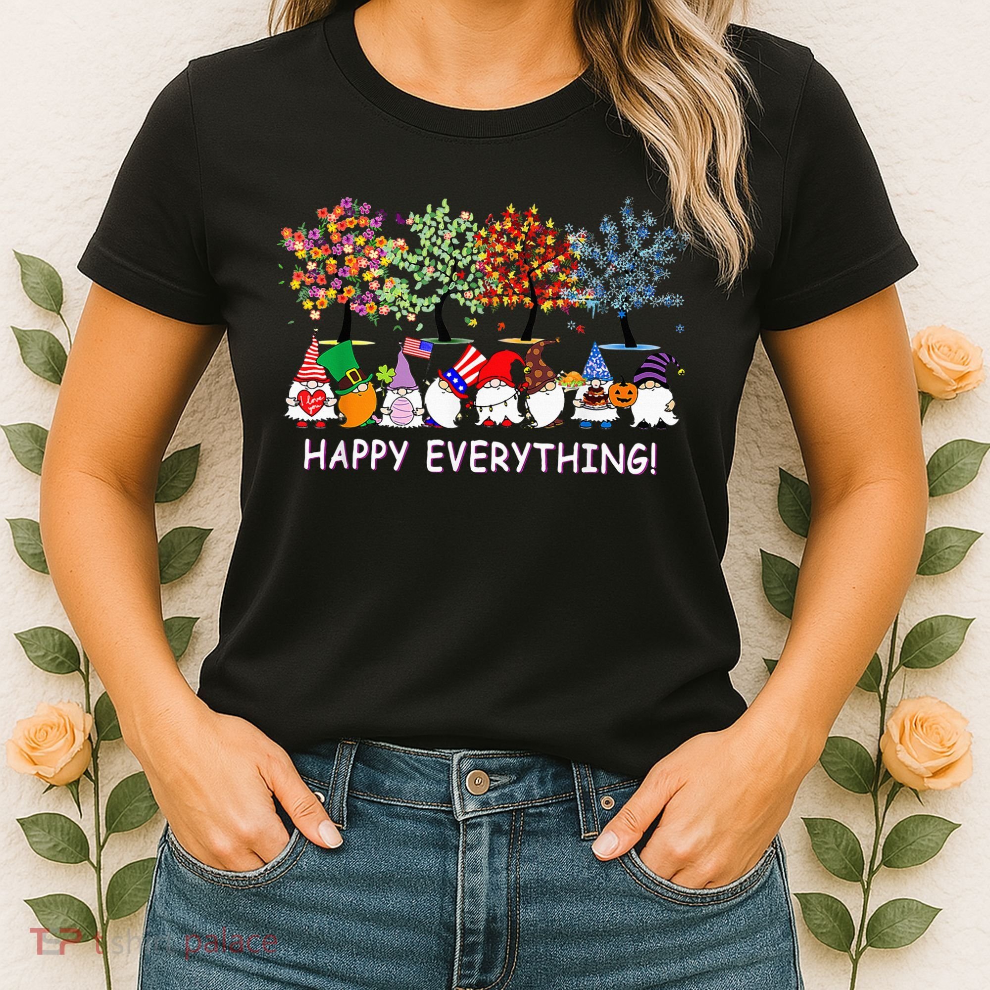 Happy Everything Gnomies Gnomes Holidays Christmas Xmas Women's T-Shirt