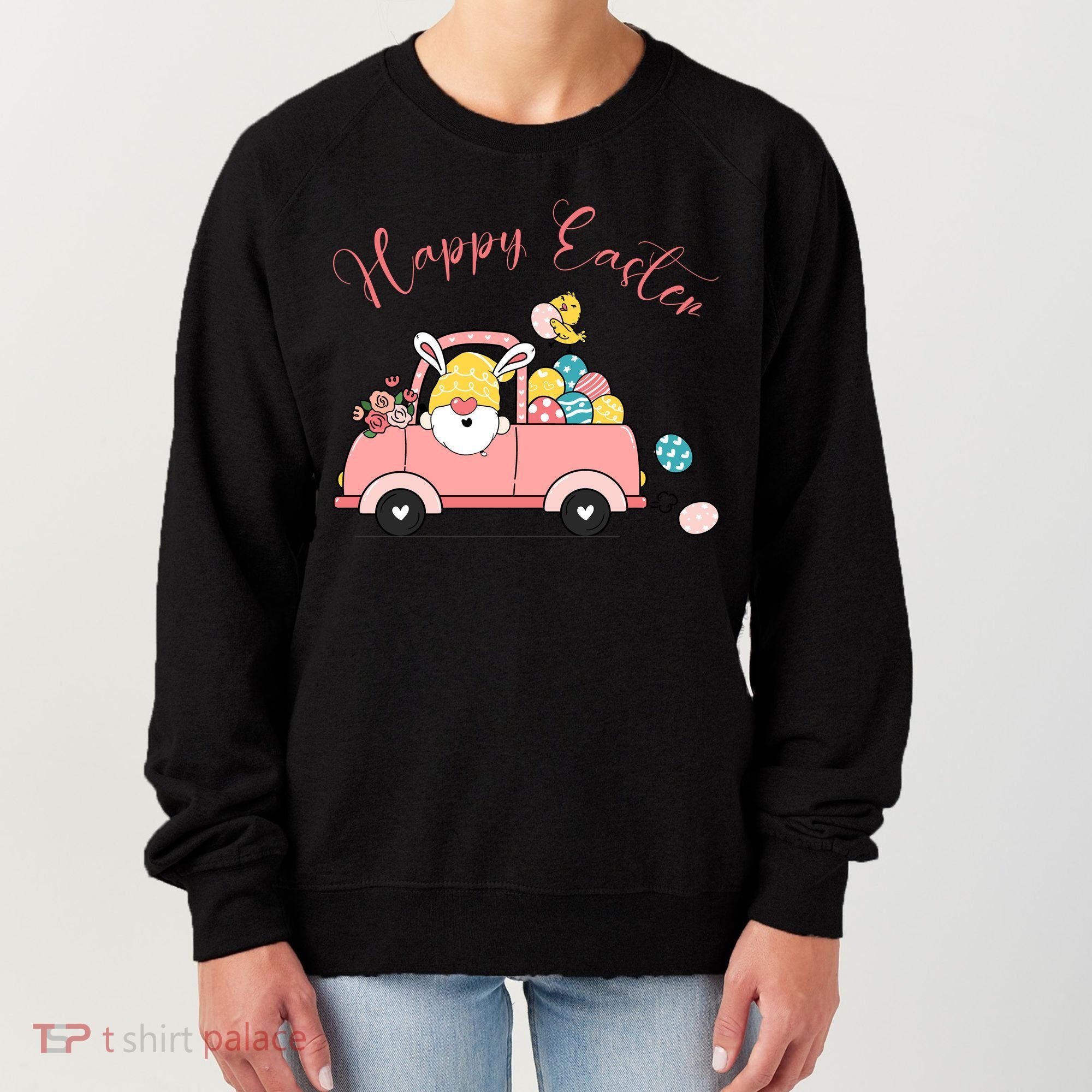 Happy Easter Gnome Truck Holiday Women's Sweatshirt