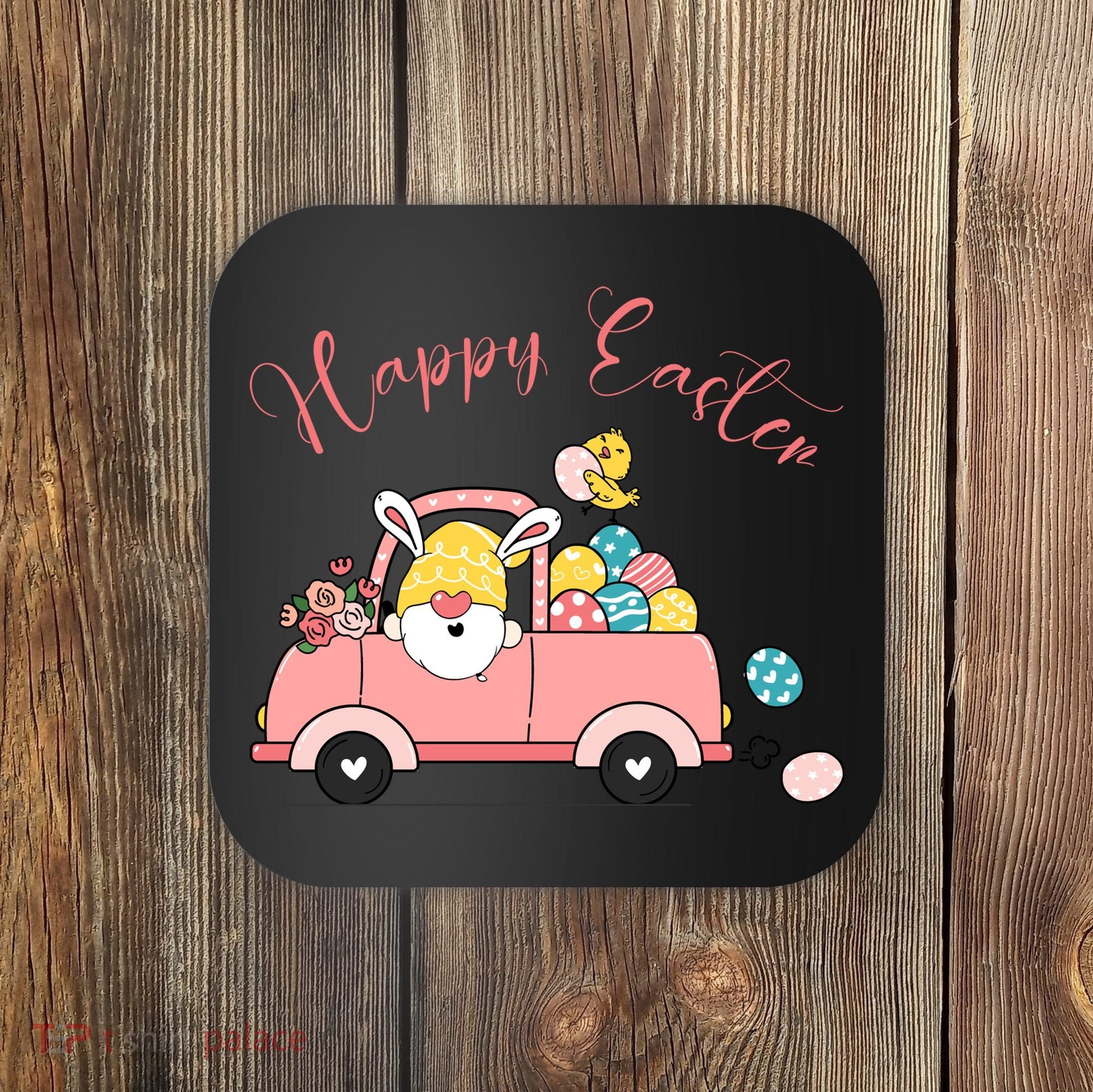 Happy Easter Gnome Truck Holiday Coaster