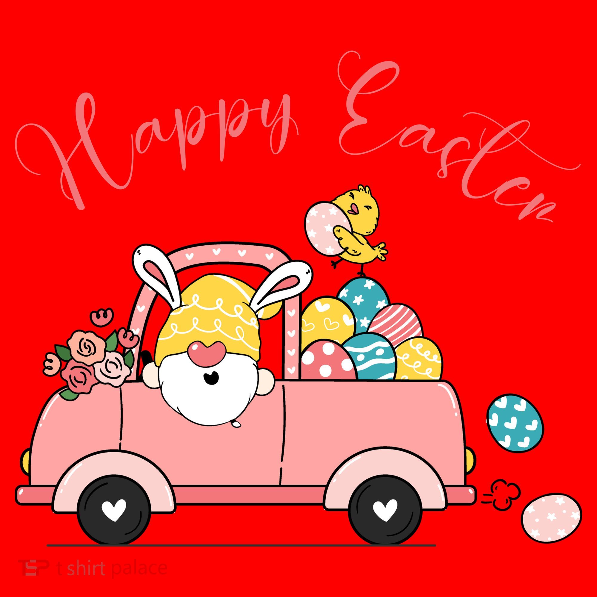 Happy Easter Gnome Truck Holiday Santa Hat