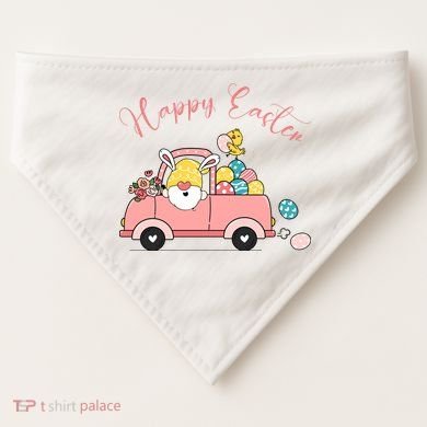 Happy Easter Gnome Truck Holiday USA-Made Doggie Bandana